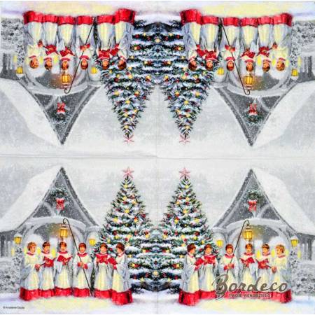 Serwetka decoupage firmy AMBIENTE wigilijny chórek 33x33cm